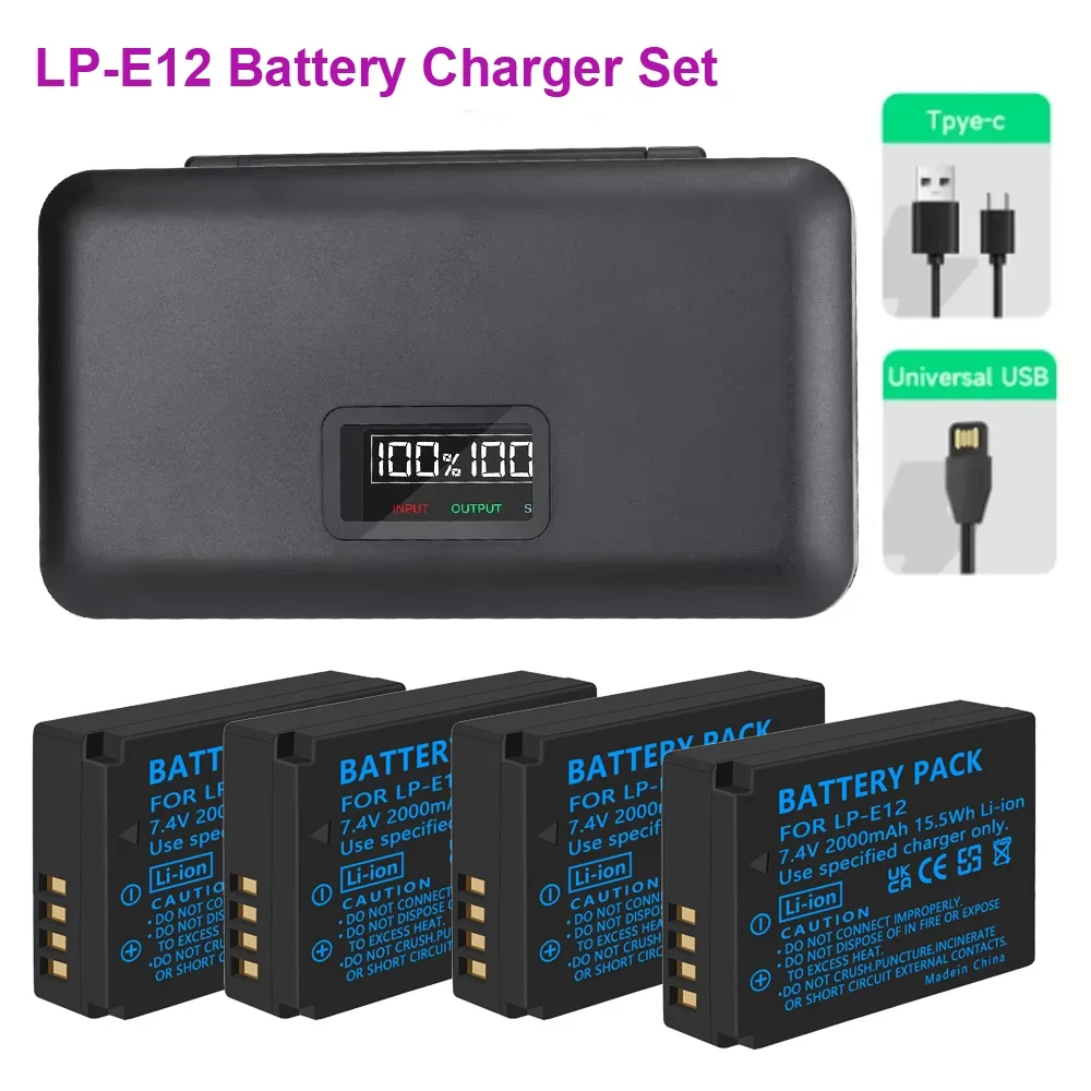 2000mAh LP-E12 LP E12 Battery + LCD USB 2 Slots Charger for Canon EOS M50 EOS M100 100D Kiss X7 Rebel SL1 LPE12 Camera Battery
2000mAh LP-E12 LP E12 Battery + LCD USB 2 Slots Charger for Canon EOS M50 EOS M100 100D Kiss X7 Rebel SL1 LPE12 Camera Battery