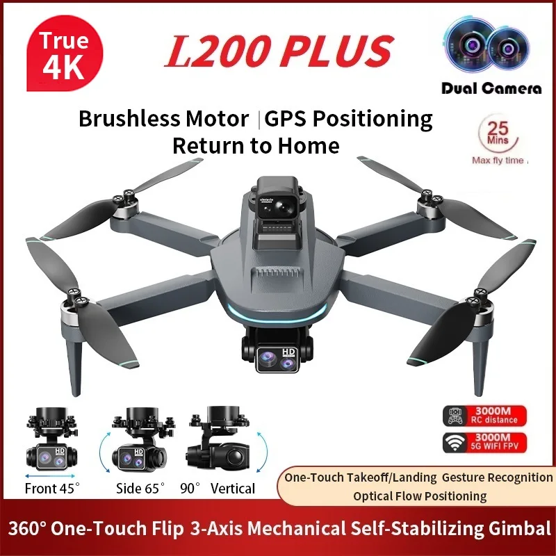 New L200 PLUS GPS Drone Professional 4K HD 3-Axis Camera FPV UAV Fold RC Quadcopter Brushless Aerial Photography Airplane RC Toy
New L200 PLUS GPS Drone Professional 4K HD 3-Axis Camera FPV UAV Fold RC Quadcopter Brushless Aerial Photography Airplane RC Toy