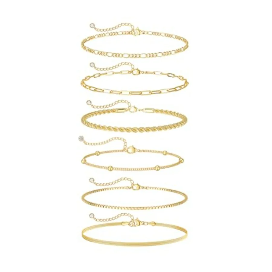 14K Gold/Silver Plated Ankle Bracelets for Women Anklet Set Waterproof Tarnish Resistant Adjustable Dainty Layered Lightweight
14K Gold/Silver Plated Ankle Bracelets for Women Anklet Set Waterproof Tarnish Resistant Adjustable Dainty Layered Lightweight