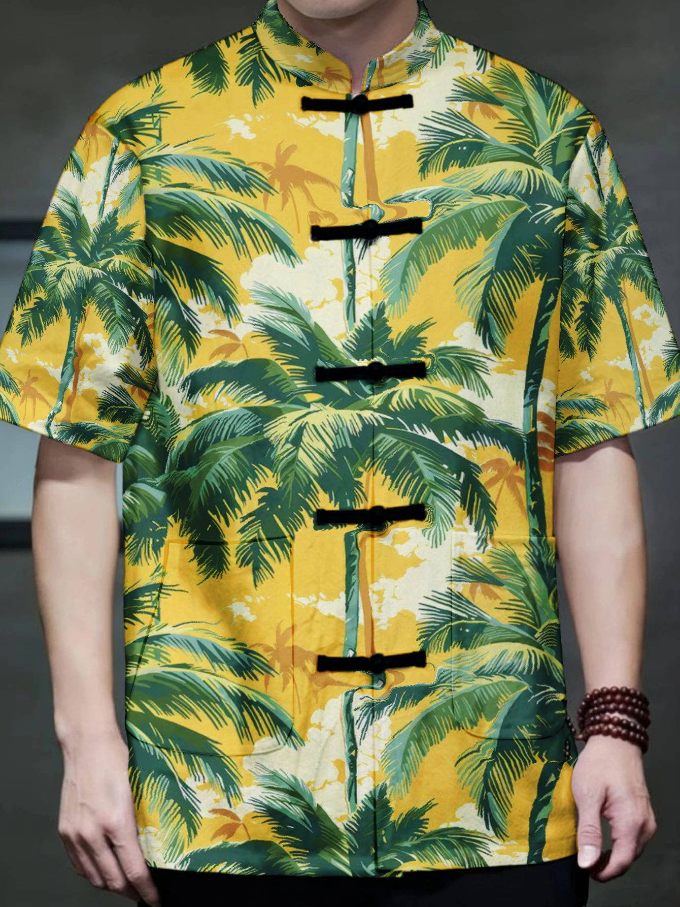 Fashion Summer Tops Oversized Men's Chinese Mandarin Collar Frog Button Hawaiian Palm Tree Print Short Sleeve Casual Shirt
Fashion Summer Tops Oversized Men's Chinese Mandarin Collar Frog Button Hawaiian Palm Tree Print Short Sleeve Casual Shirt