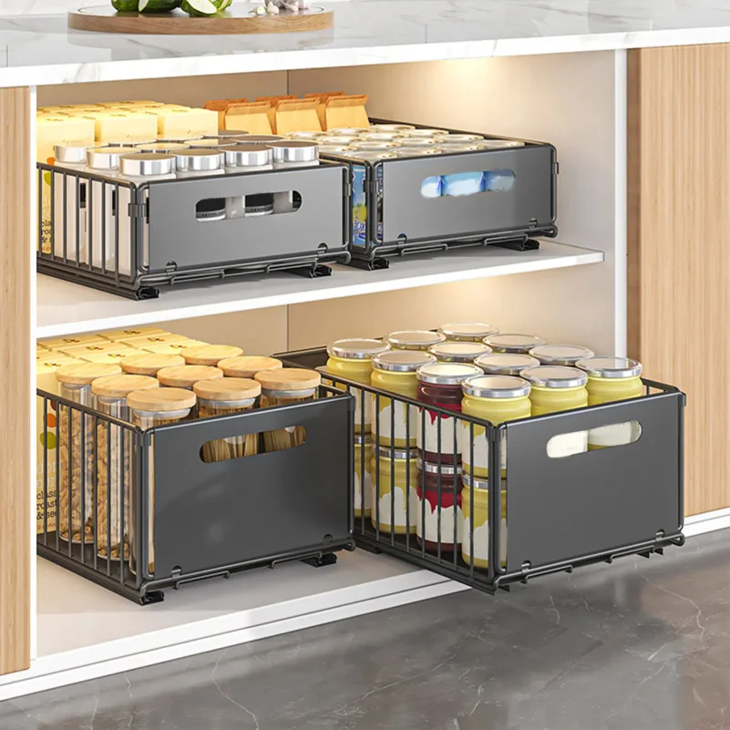 2pcs Kitchen Storage Rack with Slide Rails Pull-out Kitchen Drawer Type Storage Tray Spice Box Storage Rack Cabinets Organizer
2pcs Kitchen Storage Rack with Slide Rails Pull-out Kitchen Drawer Type Storage Tray Spice Box Storage Rack Cabinets Organizer