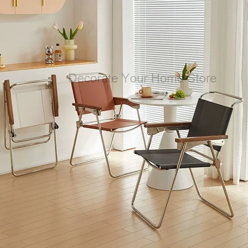 Scandinavian Retro Dining Chair Household Modern Simple Stainless Steel Saddle Leather Folding Backrest Chair Armchair
Scandinavian Retro Dining Chair Household Modern Simple Stainless Steel Saddle Leather Folding Backrest Chair Armchair