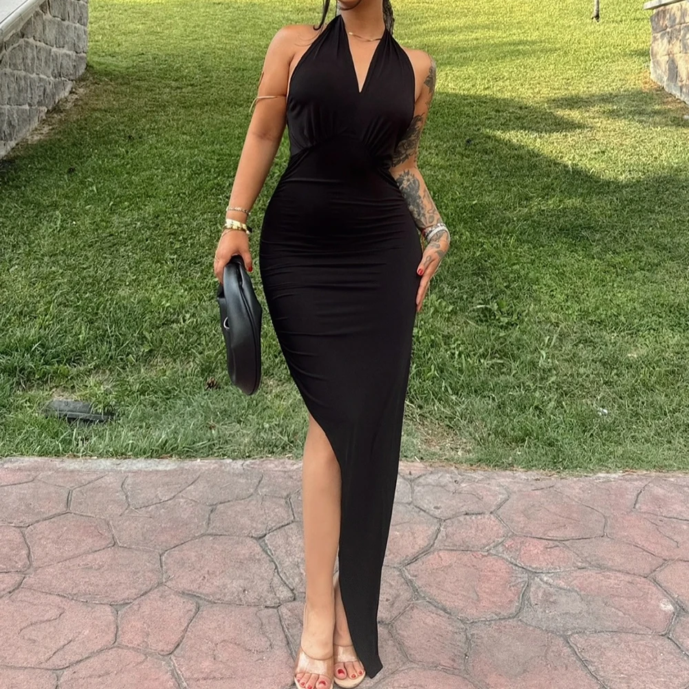Customized Modern Halter Backless Evening Dress Temperament Jersey Sleeveless Photo Color Pleats Vestido De Festa Robe
Customized Modern Halter Backless Evening Dress Temperament Jersey Sleeveless Photo Color Pleats Vestido De Festa Robe