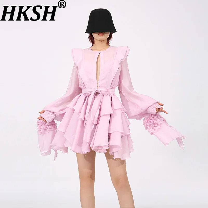 HKSH Women's Short Dress French Elegant Long Sleeve Ruffled Belted Waist Cinching Slimming Sweet High-end Dresses Summer HK20877
HKSH Women's Short Dress French Elegant Long Sleeve Ruffled Belted Waist Cinching Slimming Sweet High-end Dresses Summer HK20877