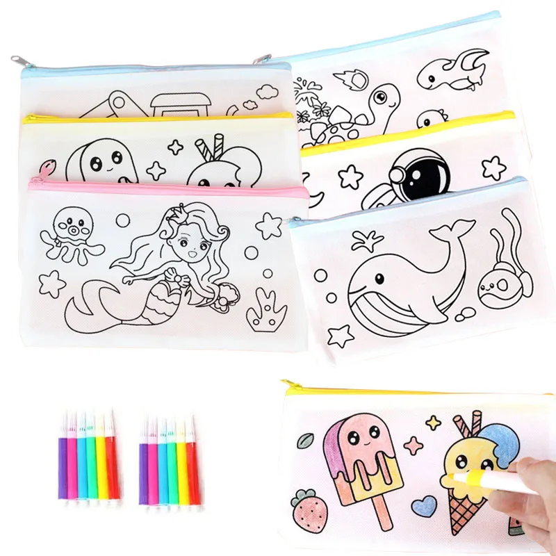 Creative DIY Coloring Pencil Bag Graffiti Drawing Color Your Own Pencil Case Stationery Pouch Zipper Bag for School Students
Creative DIY Coloring Pencil Bag Graffiti Drawing Color Your Own Pencil Case Stationery Pouch Zipper Bag for School Students