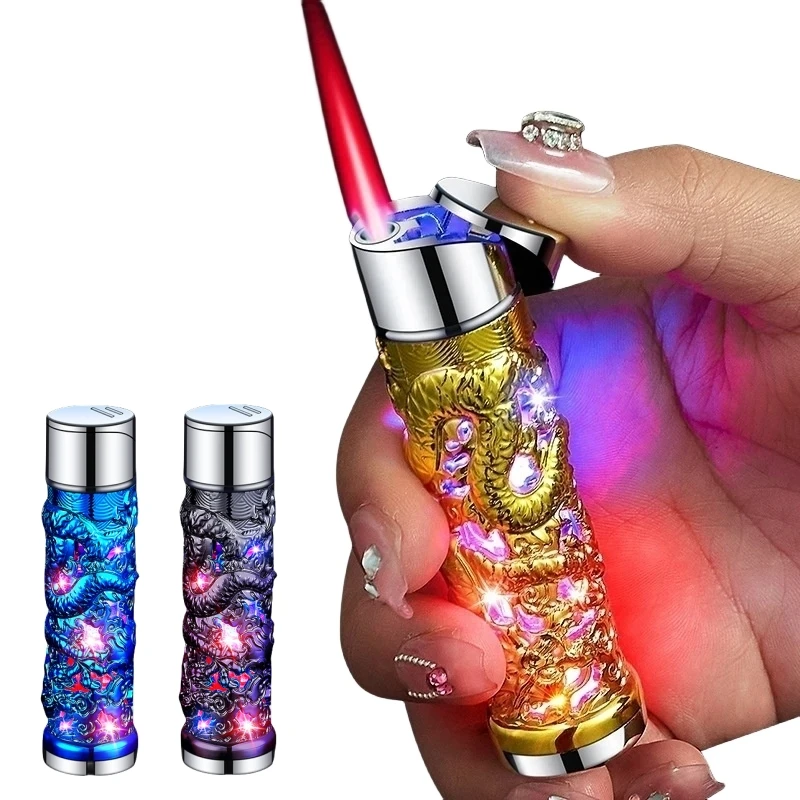 Creative Portable Relief Dragon Metal Lighter Windproof Butane Lighter Turbo Torch Blue Flame Shooting Gun Cigar Tool Men's Gift
Creative Portable Relief Dragon Metal Lighter Windproof Butane Lighter Turbo Torch Blue Flame Shooting Gun Cigar Tool Men's Gift