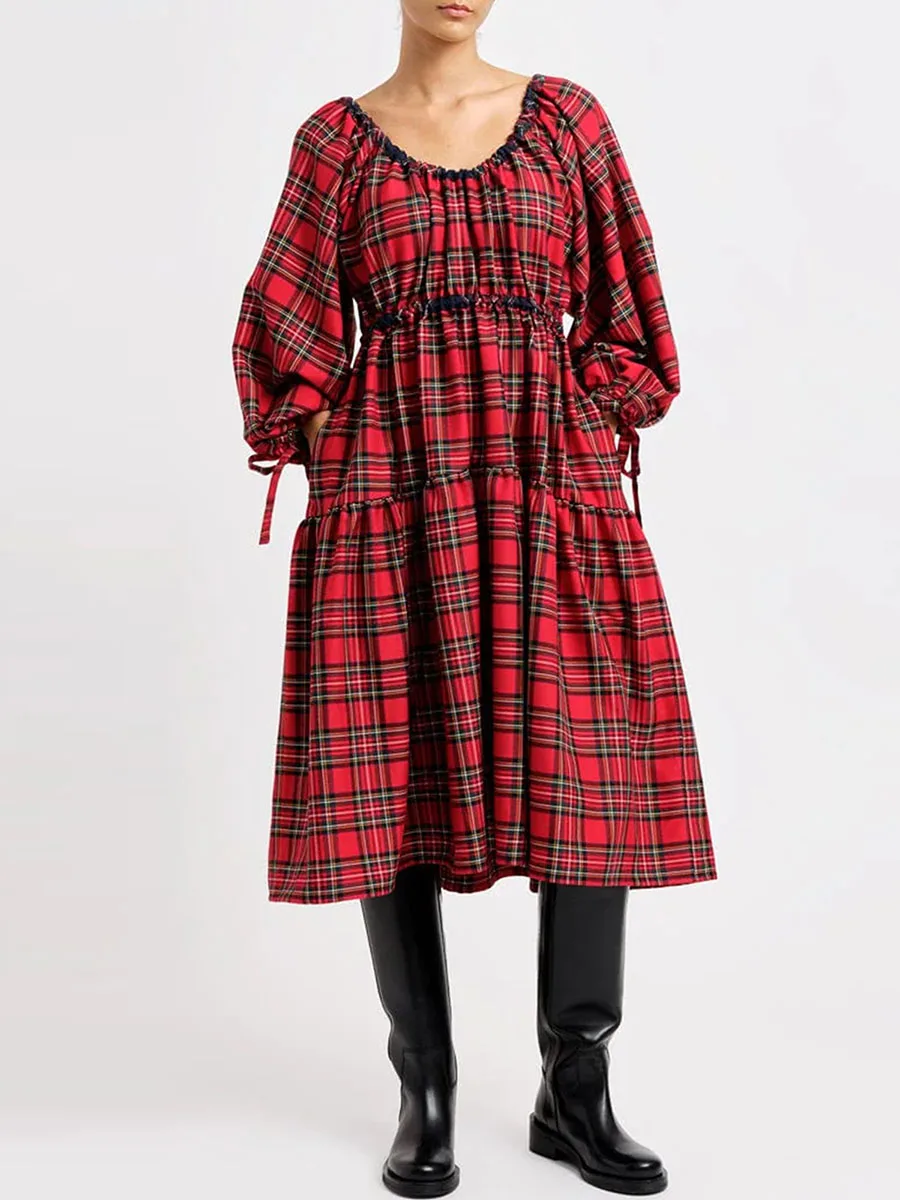 Women Long Sleeve Fall Dress Casual Plaid Print A-Line Party Dress with Pockets for Beach Cocktail Club Streetwear
Women Long Sleeve Fall Dress Casual Plaid Print A-Line Party Dress with Pockets for Beach Cocktail Club Streetwear