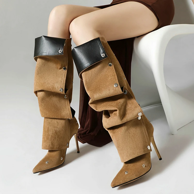 Большие размеры 33–48, коричневые, черные туфли в готическом стиле из искусственной замши, свободные женские сапоги до колена с острым носком на высоком каблуке-шпильке
Большие размеры 33–48, коричневые, черные туфли в готическом стиле из искусственной замши, свободные женские сапоги до колена с острым носком на высоком каблуке-шпильке