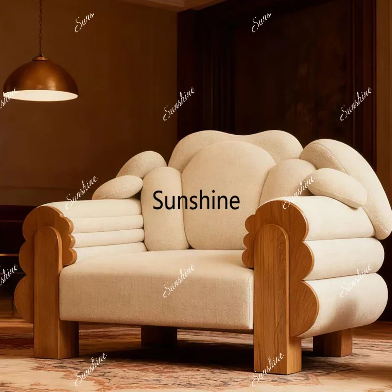 Cream Wind Solid Wood Sofa Lazy Backrest Sofa Fabric Single SofaTJ
Cream Wind Solid Wood Sofa Lazy Backrest Sofa Fabric Single SofaTJ