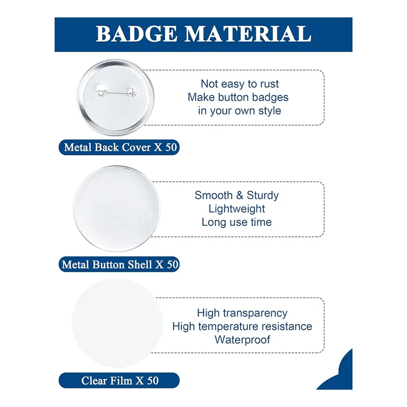 ABAE-2.28Inch(58Mm) Button Blanks Kit Diysupplies For Custom Pins Includes Metal Shells, Pin Backs&Clear Film
ABAE-2.28Inch(58Mm) Button Blanks Kit Diysupplies For Custom Pins Includes Metal Shells, Pin Backs&Clear Film
