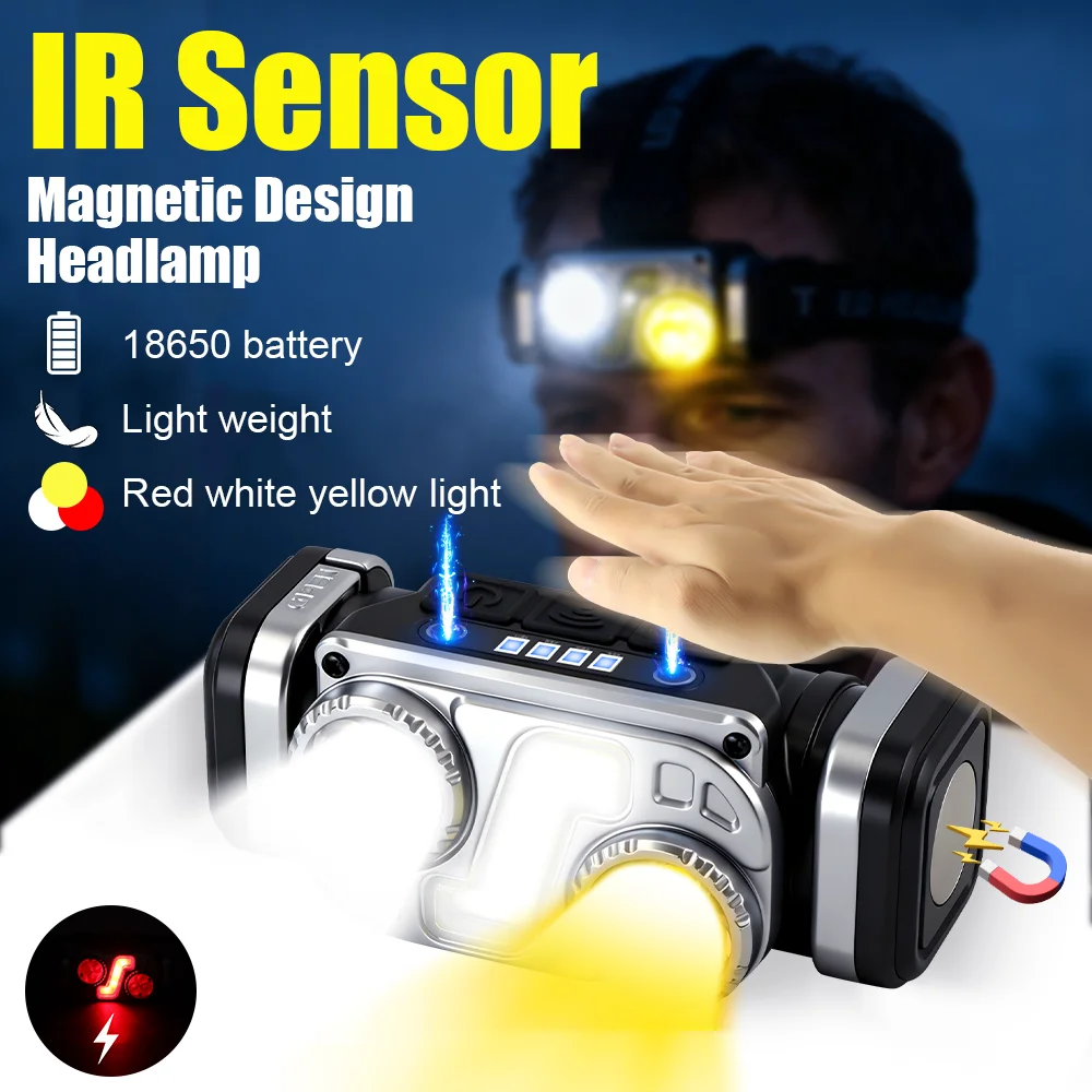 IR Sensor Headlamp 3 Lights Rechargeable LED Headlamp 18650 Battery Waterproof Magnetic Headlight Camping Lantern Cap Light Gift
IR Sensor Headlamp 3 Lights Rechargeable LED Headlamp 18650 Battery Waterproof Magnetic Headlight Camping Lantern Cap Light Gift