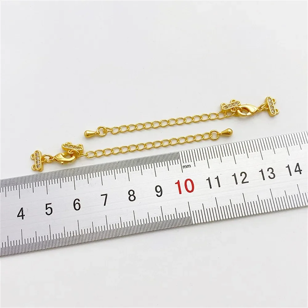18K Gold Coated Zircon Double Hole Lobster Buckle Water Droplet Extension Chain Three Hole Tassel DIY Material Accessories L078
18K Gold Coated Zircon Double Hole Lobster Buckle Water Droplet Extension Chain Three Hole Tassel DIY Material Accessories L078