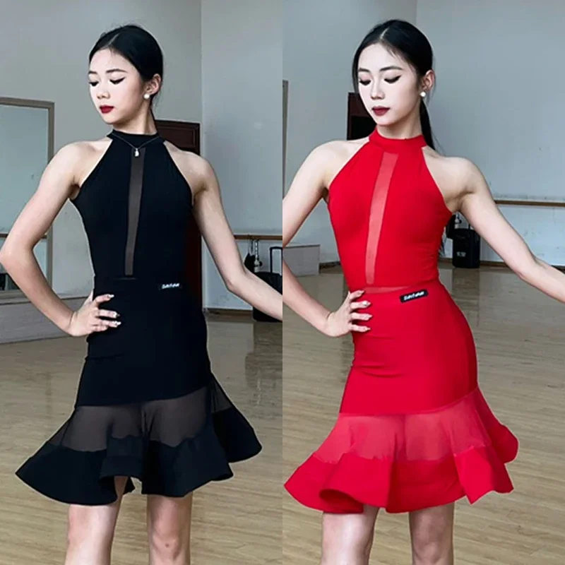 New Latin Dance Clothes Women Red Black Dress Sleeveless Tops Mesh Skirt Adult Club Rumba Dance Dress Practice Clothing DNV20650
New Latin Dance Clothes Women Red Black Dress Sleeveless Tops Mesh Skirt Adult Club Rumba Dance Dress Practice Clothing DNV20650