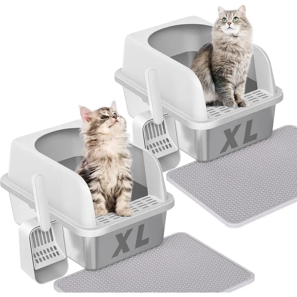 Jumbo Stainless Steel Litter Box with Lid, High Walls, Non-Stick, Leak-Proof, Easy Clean, Includes Mat & Scoop, 24L x 16W x 12H,
Jumbo Stainless Steel Litter Box with Lid, High Walls, Non-Stick, Leak-Proof, Easy Clean, Includes Mat & Scoop, 24L x 16W x 12H,