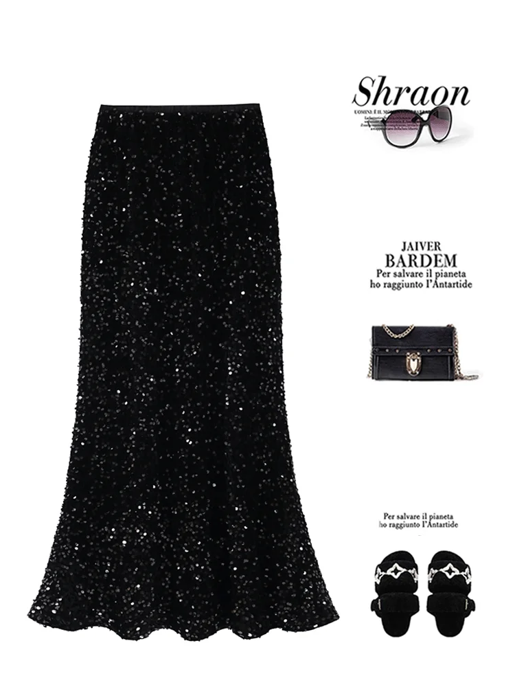 La Chapelle Бархатная юбка с пайетками и хвостом Fi, женская осенне-зимняя юбка с высокой талией и блестящей ромбовидной запахом вокруг юбки
La Chapelle Бархатная юбка с пайетками и хвостом Fi, женская осенне-зимняя юбка с высокой талией и блестящей ромбовидной запахом вокруг юбки