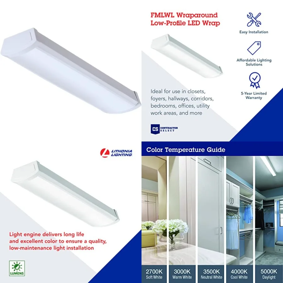 2 Feet LED Light Fixture, Low-Profile LED Wraparound Flush Mount Ceiling Light,,, FMLWL 24 840
2 Feet LED Light Fixture, Low-Profile LED Wraparound Flush Mount Ceiling Light,,, FMLWL 24 840