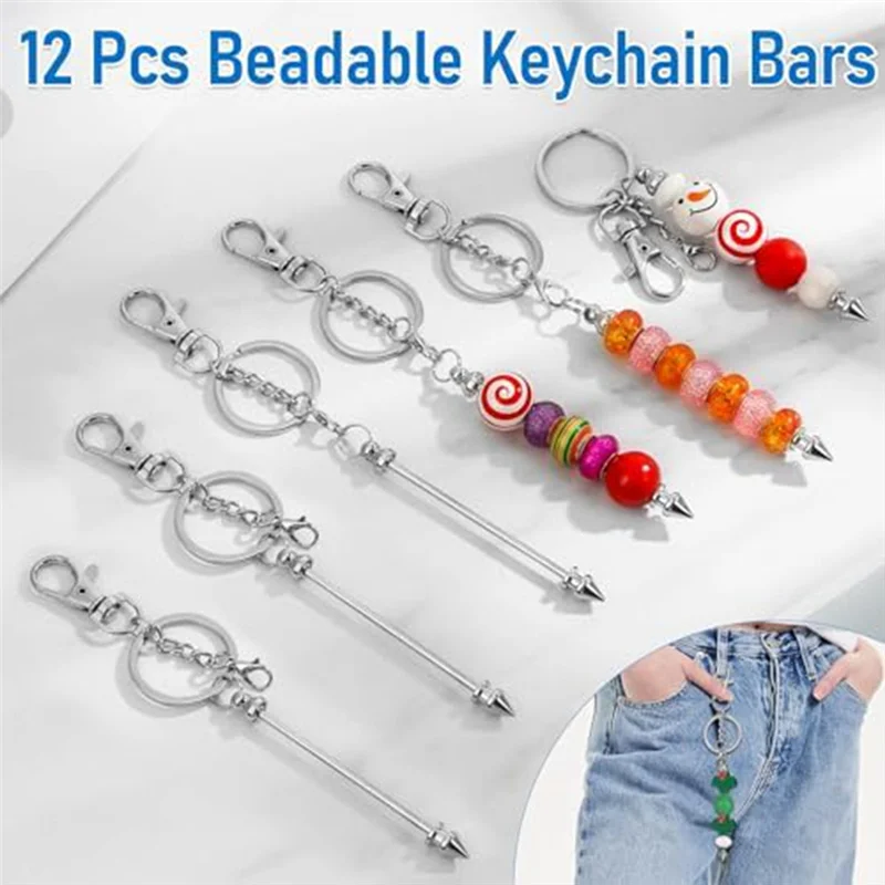 Highly Recommended-12 Pcs Beadable Keychain Bar Silver Bead Keychain For Pendant DIY, For Keychain Making Making Gift
Highly Recommended-12 Pcs Beadable Keychain Bar Silver Bead Keychain For Pendant DIY, For Keychain Making Making Gift