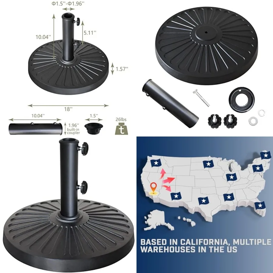 USA Umbrella Base Stand Market Patio Outdoor Heavy Duty Umbrella Holder with Concave Radial Pattern
USA Umbrella Base Stand Market Patio Outdoor Heavy Duty Umbrella Holder with Concave Radial Pattern