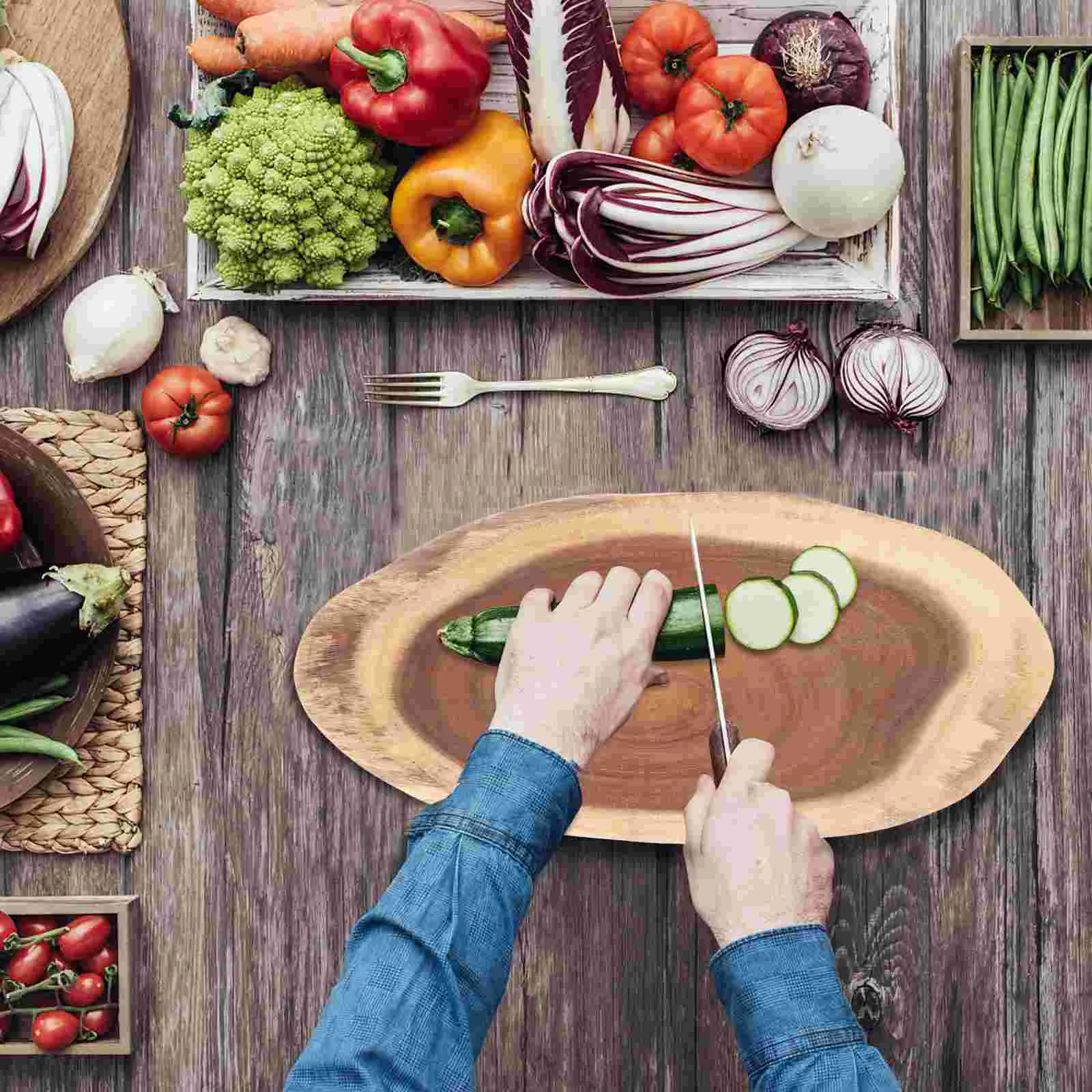 Round Charcuterie Board Kitchen Cooking Cutting Portable Sushi Serving Stump Acacia Tree
Round Charcuterie Board Kitchen Cooking Cutting Portable Sushi Serving Stump Acacia Tree