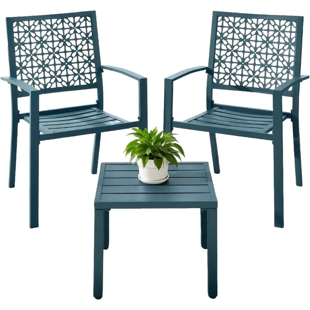 3-Piece Outdoor Patio Bistro Set with Table and 2 Chairs, Ideal for Balcony, Porch, Apartment, Deck, Backyard in Blue
3-Piece Outdoor Patio Bistro Set with Table and 2 Chairs, Ideal for Balcony, Porch, Apartment, Deck, Backyard in Blue