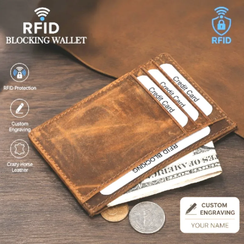 Men's first-layer Crazy Horse cowhide RFID card bag, European and American retro leather credit card bag card holder
Men's first-layer Crazy Horse cowhide RFID card bag, European and American retro leather credit card bag card holder