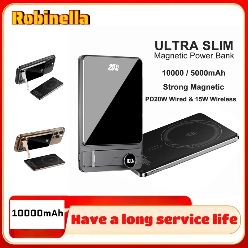 Ultra Slim 10000mAh Power Bank Magnetic Wireless 20W Fast Charging Portable Battery for Magsafe iPhone Samsung Xiaomi iWatch
Ultra Slim 10000mAh Power Bank Magnetic Wireless 20W Fast Charging Portable Battery for Magsafe iPhone Samsung Xiaomi iWatch