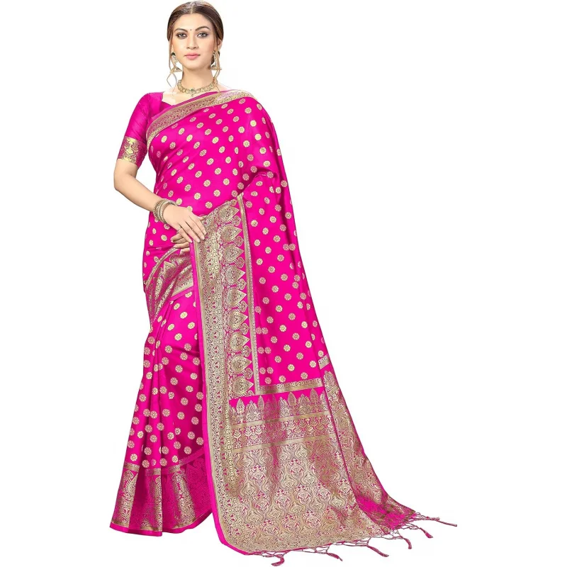 Women's Kanjivaram Banarasi Art Silk Saree with Blouse Piece
Women's Kanjivaram Banarasi Art Silk Saree with Blouse Piece