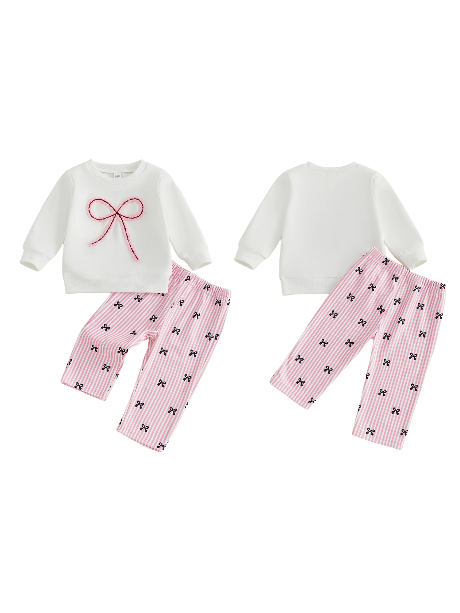 Adorable Infant Girl Autumn Clothes Cute Bow Detail Crew Neck Sweater with Striped Pants 2 Piece Outfit Set
Adorable Infant Girl Autumn Clothes Cute Bow Detail Crew Neck Sweater with Striped Pants 2 Piece Outfit Set