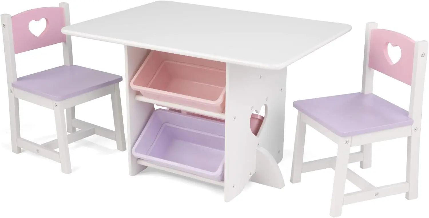 Wooden Heart Table & Chair Set with 4 Storage Bins, Children's Furniture – Pink, Purple & White, Gift for Ages 3-8
Wooden Heart Table & Chair Set with 4 Storage Bins, Children's Furniture – Pink, Purple & White, Gift for Ages 3-8