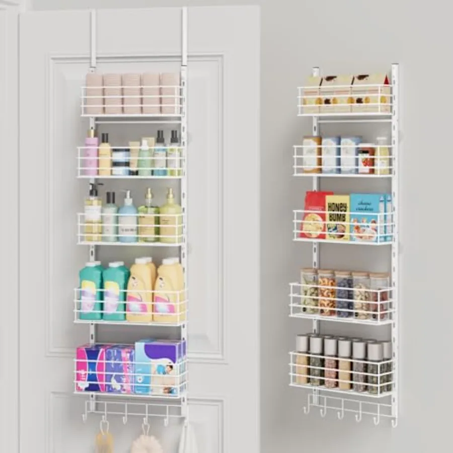 Over The Door Organizer - Door Organizer Hanging with 5 Adjustable Metal Large Capacity Basket and 6 Coat Hook, Wall Mounted Sh
Over The Door Organizer - Door Organizer Hanging with 5 Adjustable Metal Large Capacity Basket and 6 Coat Hook, Wall Mounted Sh