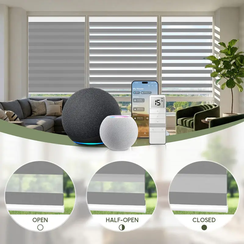 Matter Smart Electric Zebra Blinds Compatible Wifi Google Motorized Roller Shades Solar Panel Full-Blackout Window Shades
Matter Smart Electric Zebra Blinds Compatible Wifi Google Motorized Roller Shades Solar Panel Full-Blackout Window Shades