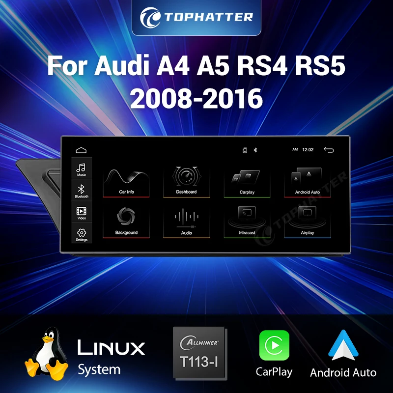 For Audi A4 A5 2008-2016 with MMI 2G High 8+128GB High Performance Linux System Wireless CarPlay Android Auto Aluminum Frame
For Audi A4 A5 2008-2016 with MMI 2G High 8+128GB High Performance Linux System Wireless CarPlay Android Auto Aluminum Frame