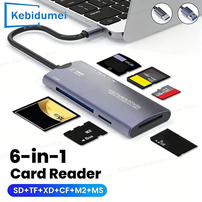  KEBIDUMEI All In One Memory Card Reader SD/TF/XD/CF/M2 Multifunctional Adapter Suitable For Computer High-speed Data Transfer
KEBIDUMEI All In One Memory Card Reader SD/TF/XD/CF/M2 Multifunctional Adapter Suitable For Computer High-speed Data Transfer