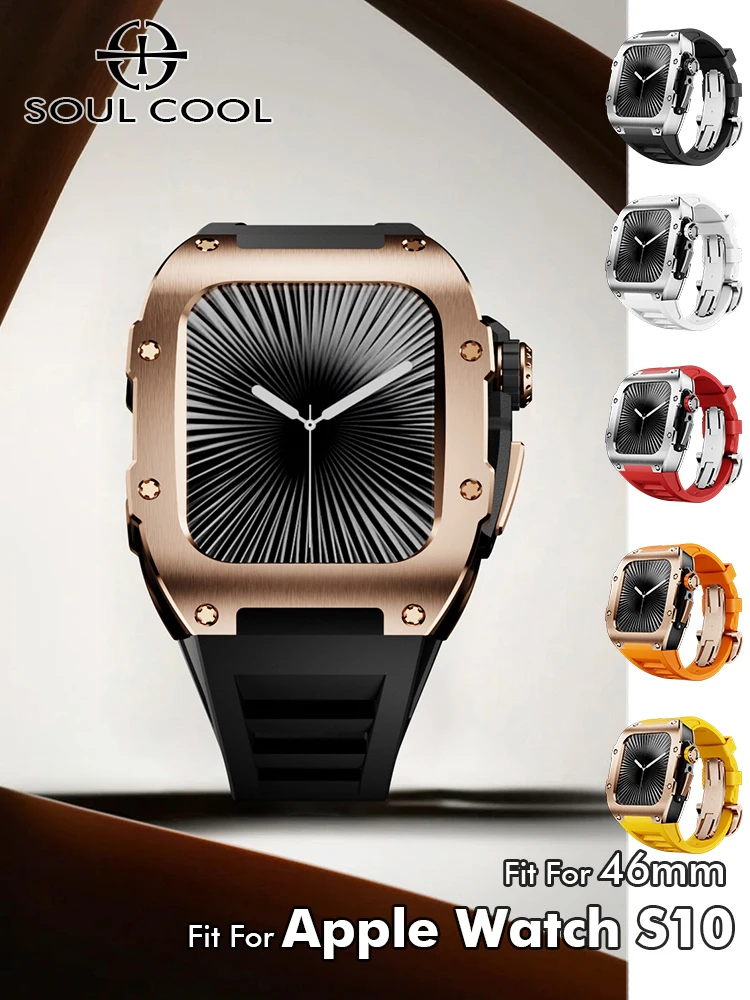 NEW For Apple Watch s10 46mm, Stainless steel Protector Case Luxury Modification Kit, Rugged Fashion Silicone strap iWatch
NEW For Apple Watch s10 46mm, Stainless steel Protector Case Luxury Modification Kit, Rugged Fashion Silicone strap iWatch