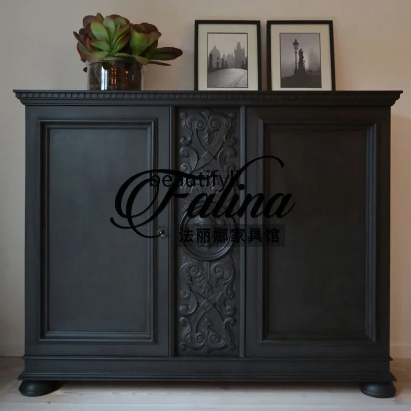 B72 French retro simple solid wood entry porch cabinet foyer European carved dining side cabinet, black side cabinet
B72 French retro simple solid wood entry porch cabinet foyer European carved dining side cabinet, black side cabinet