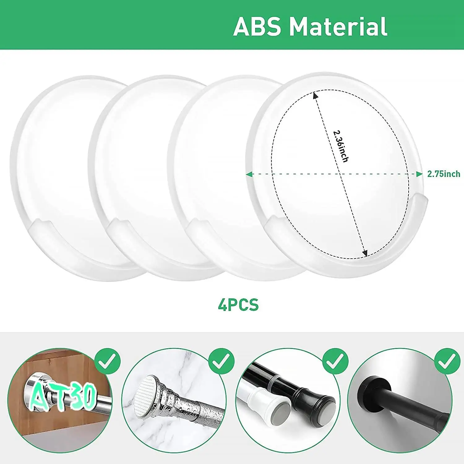 Adhesive Shower Curtain Rod Holder,No Slippage Wall Mount Retainer Of Shower Rod For Bathroom,Rod Brackets No Drilling-AT30
Adhesive Shower Curtain Rod Holder,No Slippage Wall Mount Retainer Of Shower Rod For Bathroom,Rod Brackets No Drilling-AT30