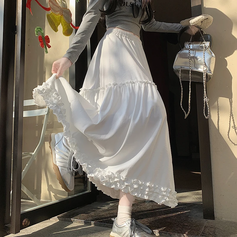 Collection Gentle Style Ruffled Hem Midi for Women Spring Cake High Waist Flared A-line Long Skirt
Collection Gentle Style Ruffled Hem Midi for Women Spring Cake High Waist Flared A-line Long Skirt