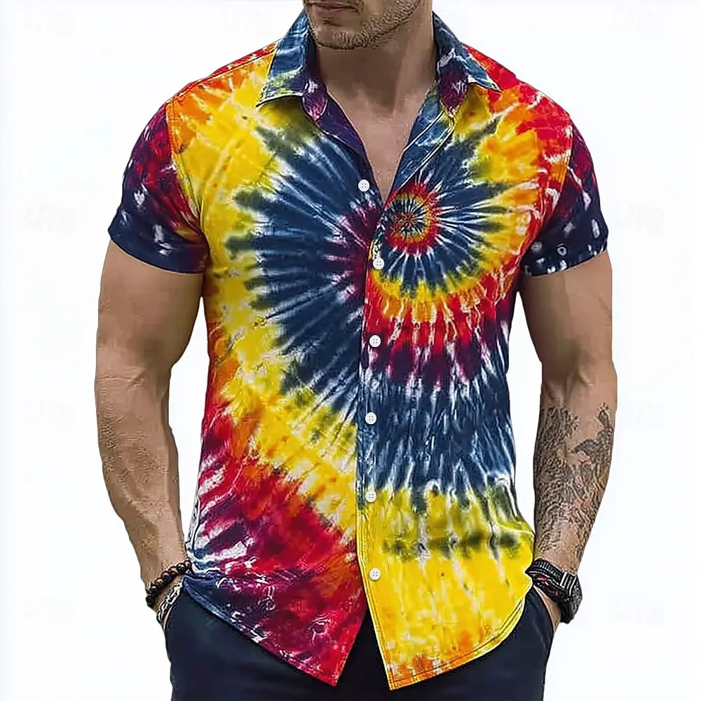 Men's Short Sleeve Button Up Shirt Hippie Tie Dye 3D Print Turndown Collar Pink Red Purple for Spring Summer Holiday Outfit
Men's Short Sleeve Button Up Shirt Hippie Tie Dye 3D Print Turndown Collar Pink Red Purple for Spring Summer Holiday Outfit
