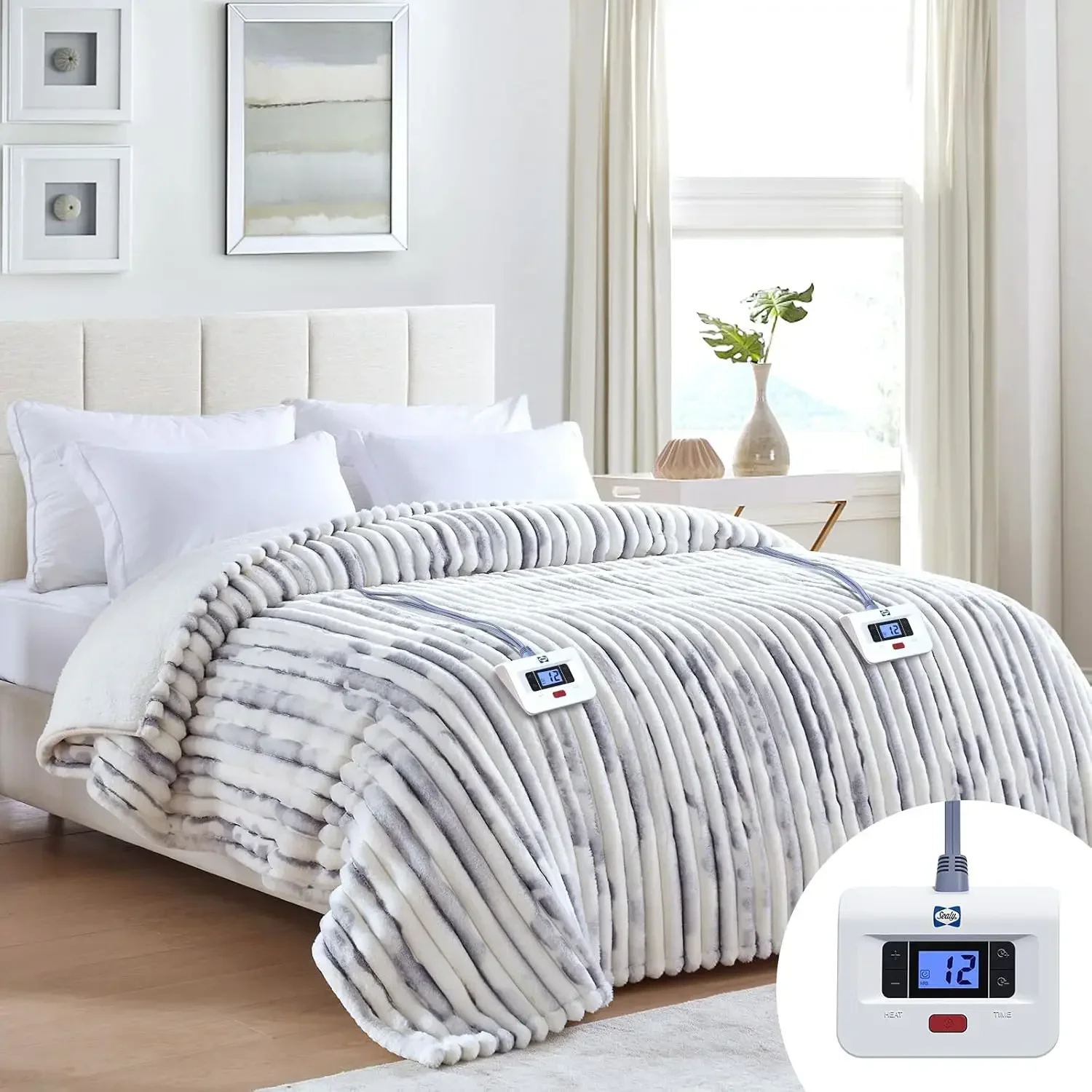 Electric Blanket Queen 84"*90",Super Cozy Faux Fur to Sherpa Reversible Heated Blanket Queen Size with 10 Heating Levels &
Electric Blanket Queen 84"*90",Super Cozy Faux Fur to Sherpa Reversible Heated Blanket Queen Size with 10 Heating Levels &