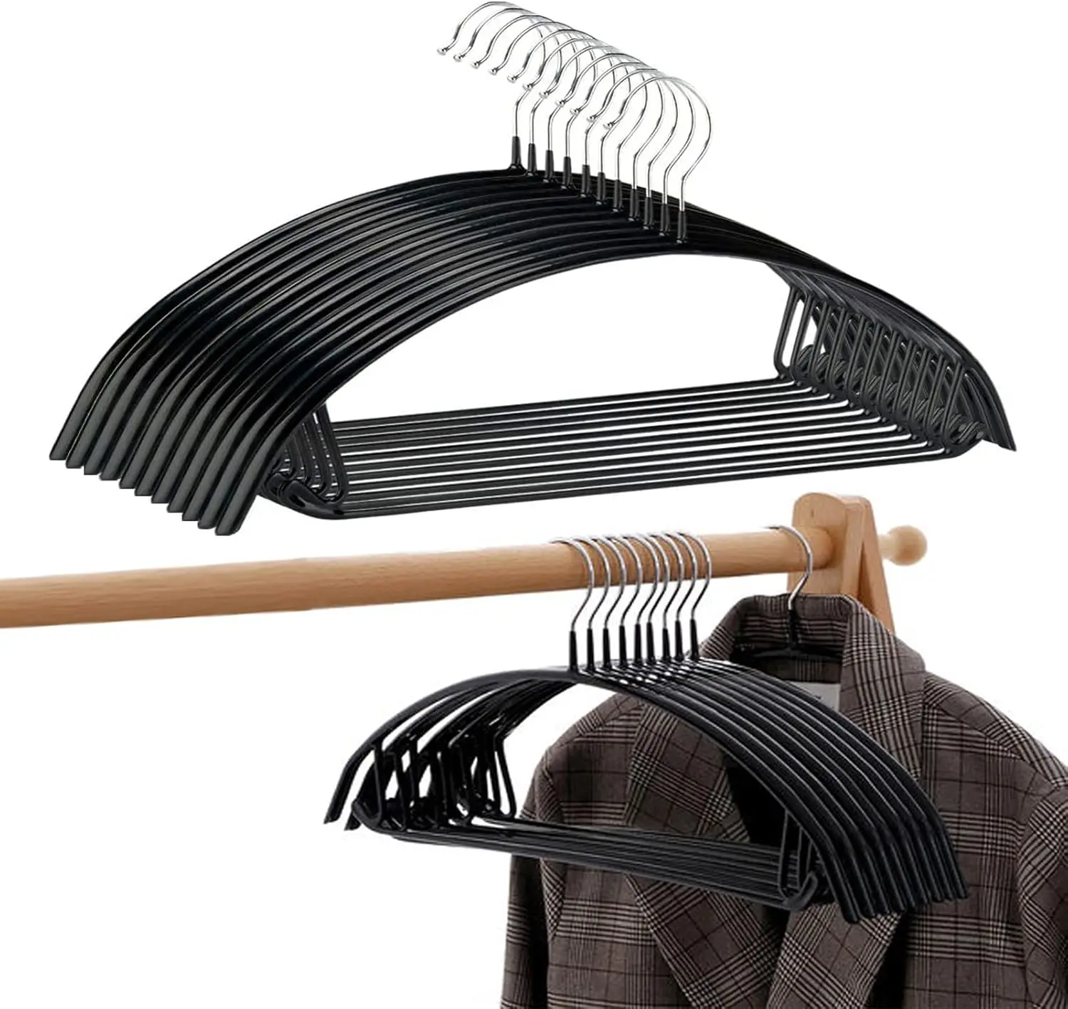 Non-Slip Contour Hangers for Suits, Coats & Sweaters - Pack of 50, Black
Non-Slip Contour Hangers for Suits, Coats & Sweaters - Pack of 50, Black