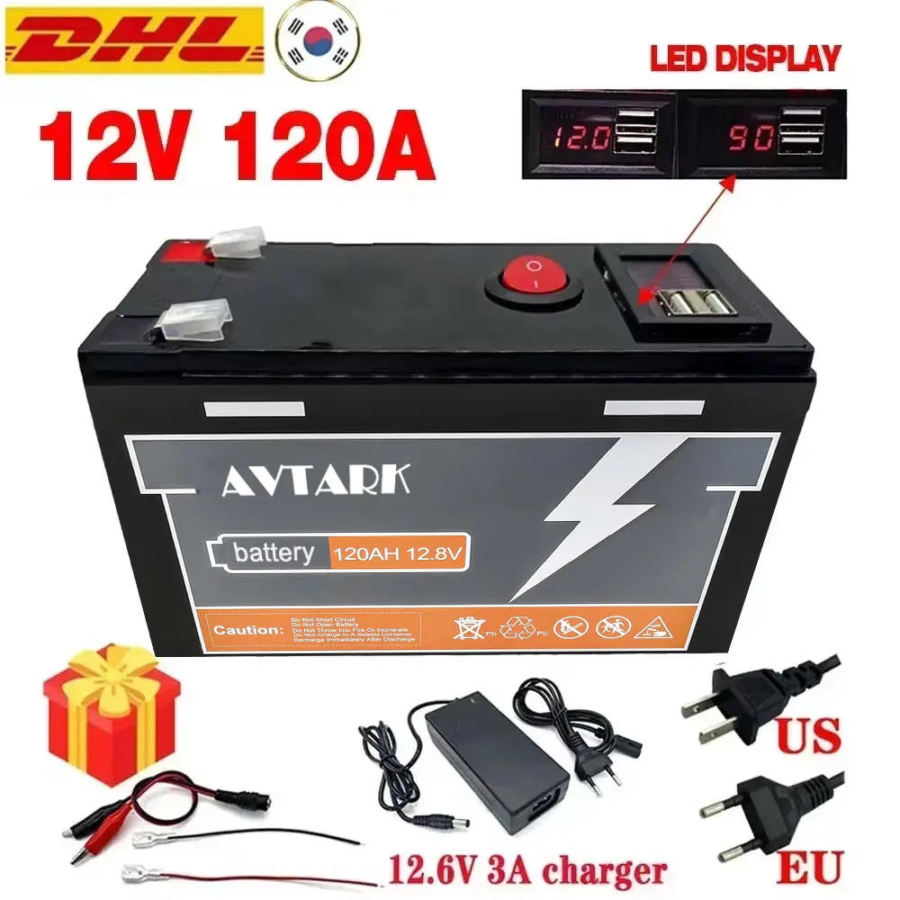 12V LiFePO4 120Ah Lithium Battery 4000+ Deep Cycles, for Power Wheels Toys, Scooter, Radio, UPS, Kayak Fish Finder, Solar Panel
12V LiFePO4 120Ah Lithium Battery 4000+ Deep Cycles, for Power Wheels Toys, Scooter, Radio, UPS, Kayak Fish Finder, Solar Panel