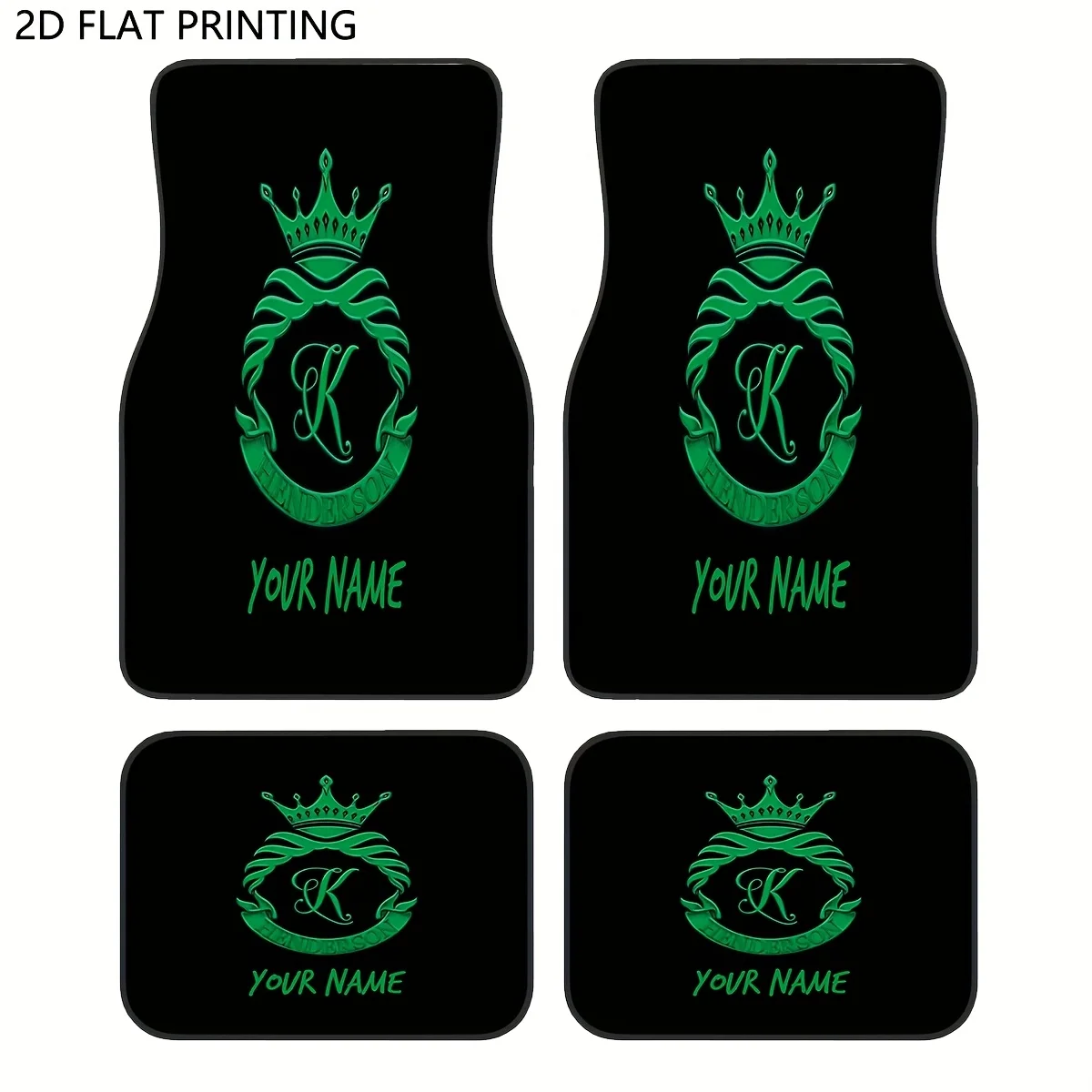Custom 4pcs Car Mats, Green Crown Letter Car Mats With Your Name/Text, Car Floor Mats, Universal Carpet Floor Mats For Unique Yo
Custom 4pcs Car Mats, Green Crown Letter Car Mats With Your Name/Text, Car Floor Mats, Universal Carpet Floor Mats For Unique Yo