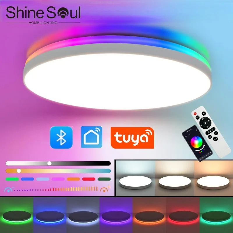 Smart Tuya RGB Ceiling Light with Backlight Bluetooth APP Remote Control Dimming Living Room Bedroom Home Decor Led Ceiling Lamp
Smart Tuya RGB Ceiling Light with Backlight Bluetooth APP Remote Control Dimming Living Room Bedroom Home Decor Led Ceiling Lamp