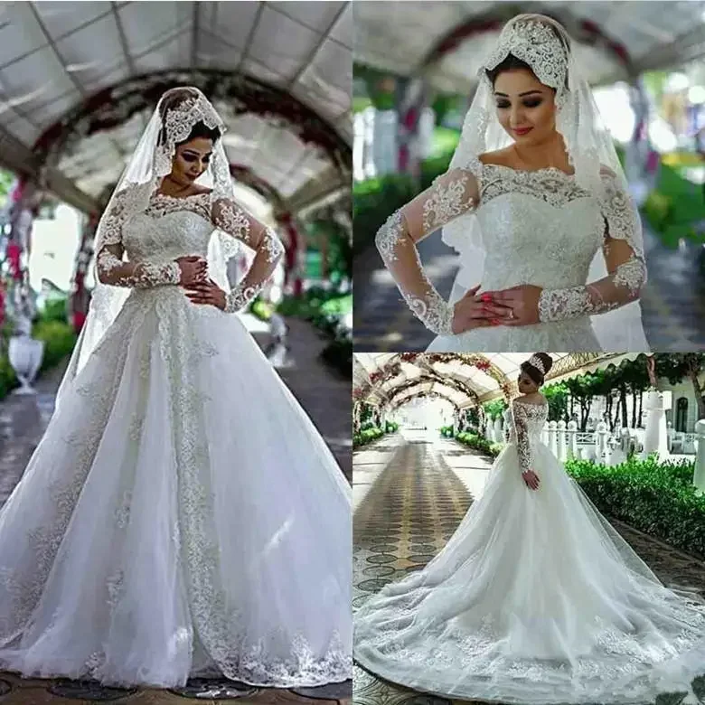 Customized Arabic Garden Lace A-line Wedding Dresses Off Shoulders Sheer Long Sleeves Vestios De Novia Dubai Elegant Bridal
Customized Arabic Garden Lace A-line Wedding Dresses Off Shoulders Sheer Long Sleeves Vestios De Novia Dubai Elegant Bridal