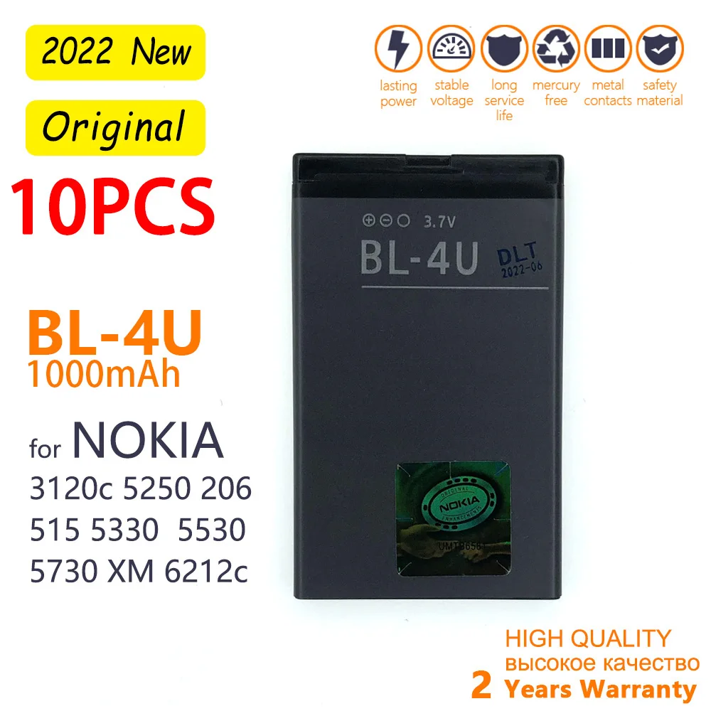10 шт., аккумулятор для Nokia 8800, 206, 3120, 5250, 5330, bl-4u E66, E75, bl4u, bl, 4u, 5530 мАч, аккумуляторная батарея высокого качества
10 шт., аккумулятор для Nokia 8800, 206, 3120, 5250, 5330, bl-4u E66, E75, bl4u, bl, 4u, 5530 мАч, аккумуляторная батарея высокого качества