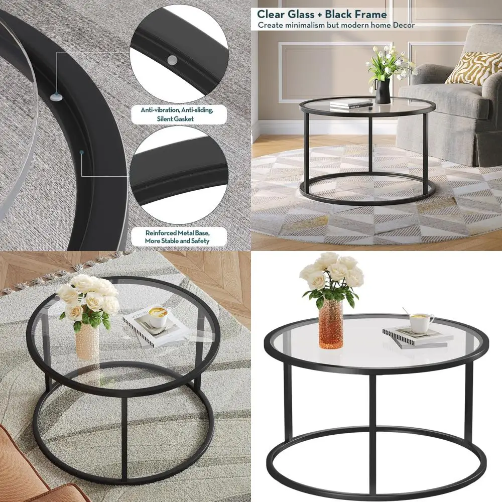 Modern 27.6 Round Glass Coffee Table - Compact Tempered Glass Accent Table for Living Room & Home Office, Easy Assembly, Ideal f
Modern 27.6 Round Glass Coffee Table - Compact Tempered Glass Accent Table for Living Room & Home Office, Easy Assembly, Ideal f