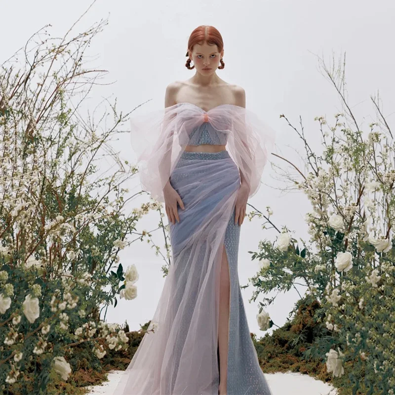 Women Fairy Off Shoulder Long Mermaid Prom Dresses Sexy High Split Evening Gowns
Women Fairy Off Shoulder Long Mermaid Prom Dresses Sexy High Split Evening Gowns