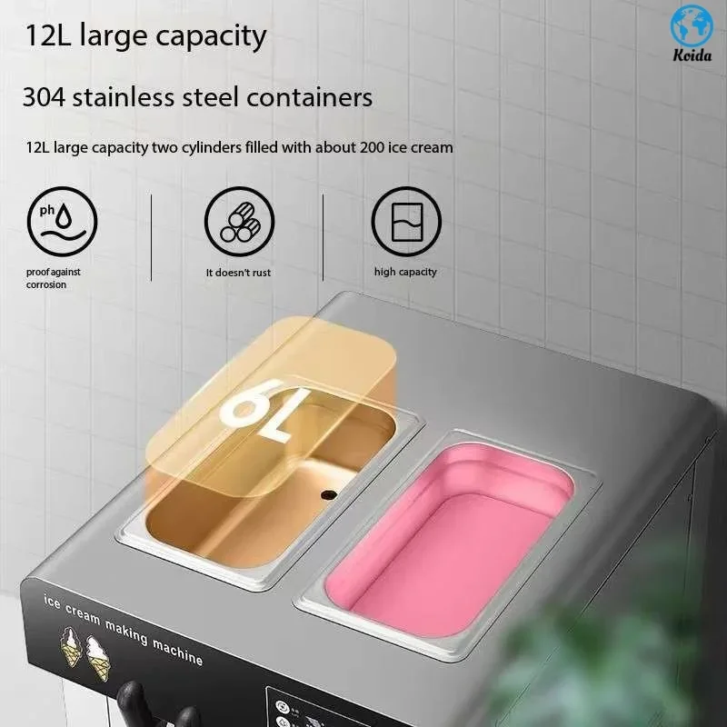 TLF KOIDA High Productivity Three Flavors Stainless Steel Commercial Table Top Soft Ice Cream Machine for Business
TLF KOIDA High Productivity Three Flavors Stainless Steel Commercial Table Top Soft Ice Cream Machine for Business
