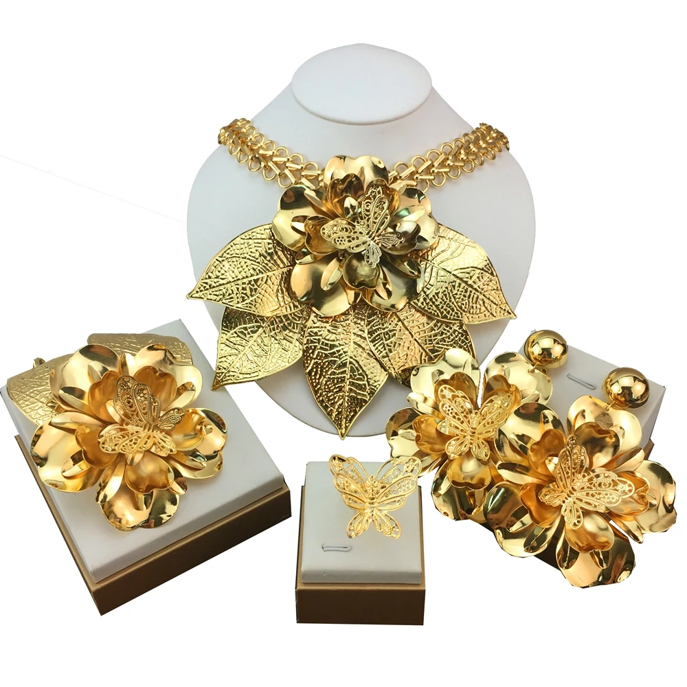 New Trendy Women Jewelry Set Brazilian Gold-Plated African Wedding Bridal Big Flower Pendant Necklace Gifts FHK19206
New Trendy Women Jewelry Set Brazilian Gold-Plated African Wedding Bridal Big Flower Pendant Necklace Gifts FHK19206
