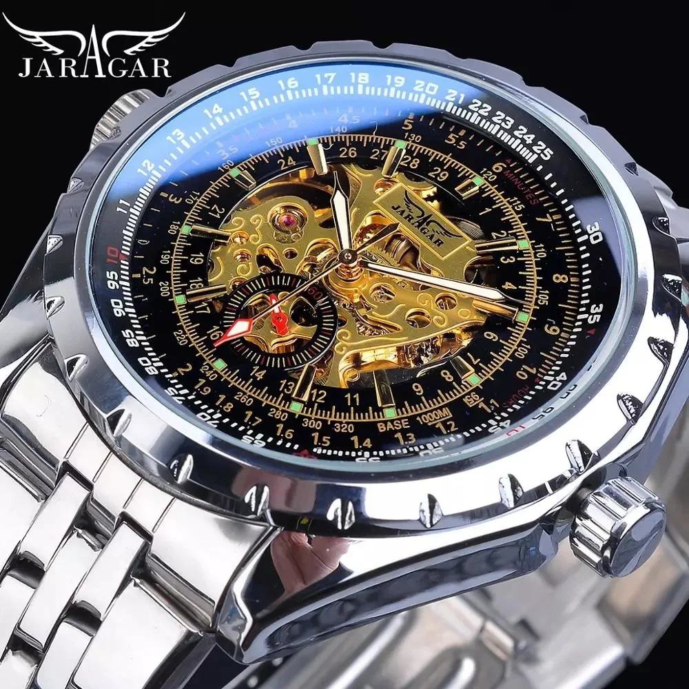 JARAGAR 212A Skeleton Automatic Mechancial Watch for Men Military luxury Clock luminous Hands Fashion Mens Wristwatches Gifts
JARAGAR 212A Skeleton Automatic Mechancial Watch for Men Military luxury Clock luminous Hands Fashion Mens Wristwatches Gifts